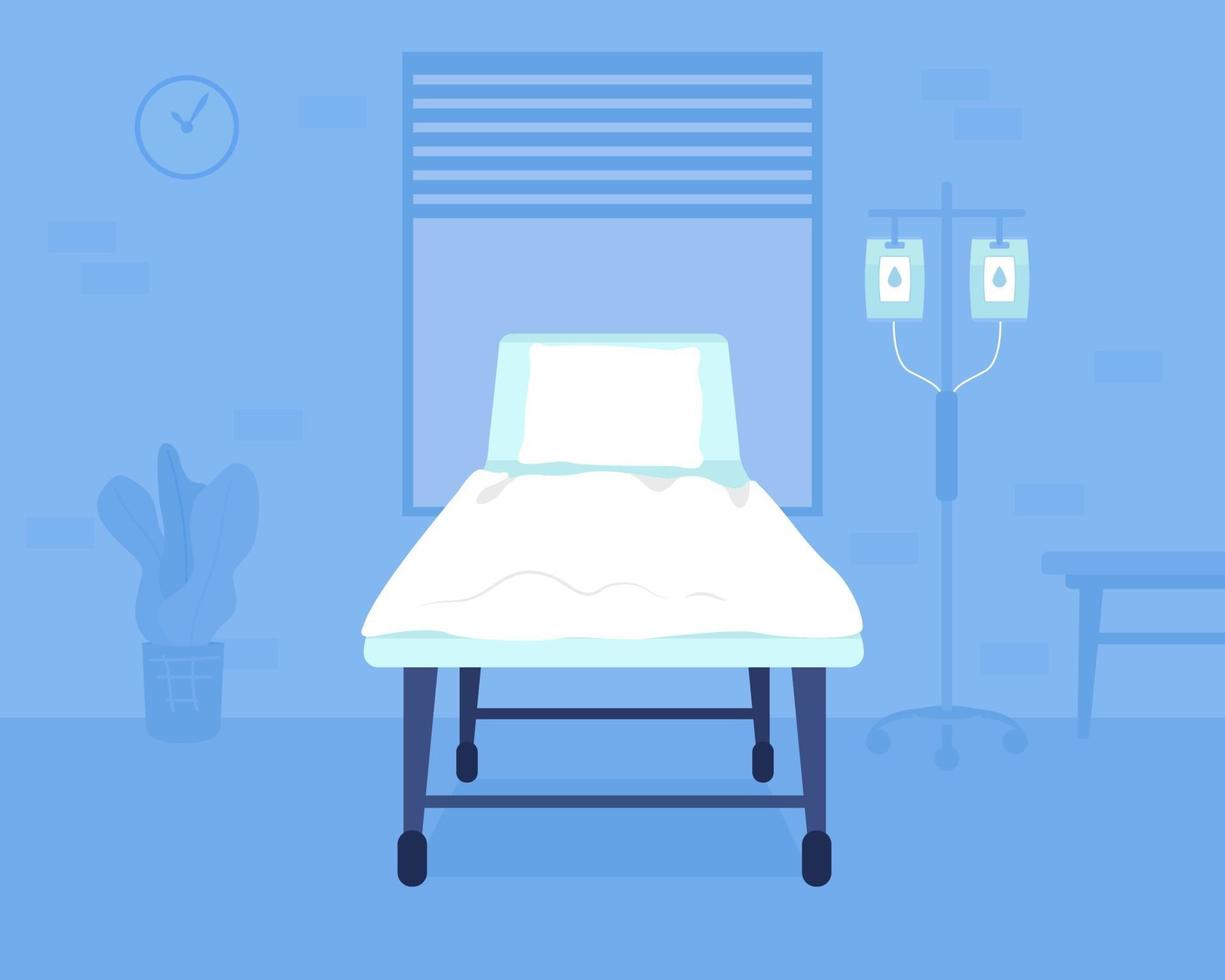 Ilustración de vector de color plano de cama de hospital