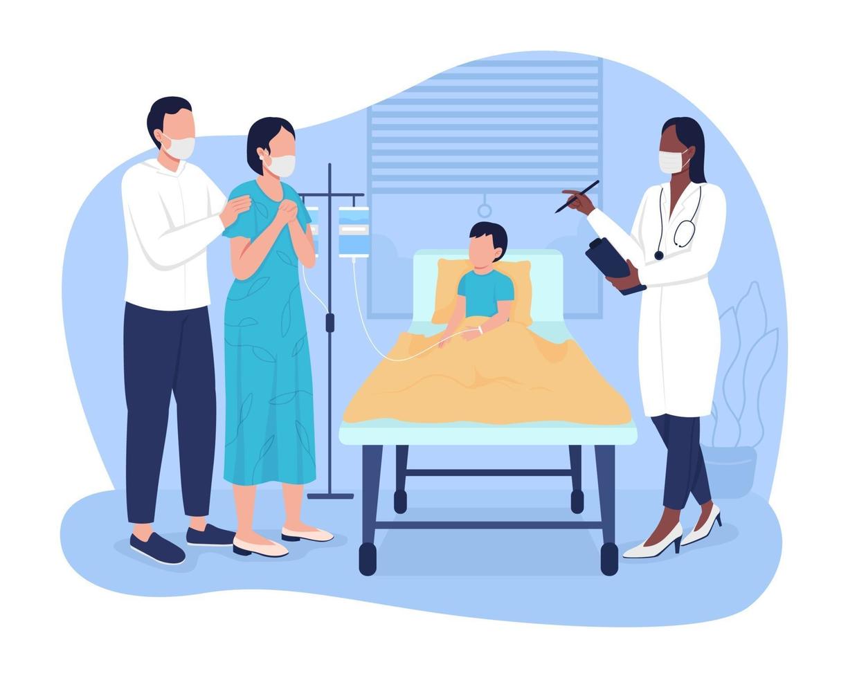 Kid in emergency room 2D vector isolated illustration