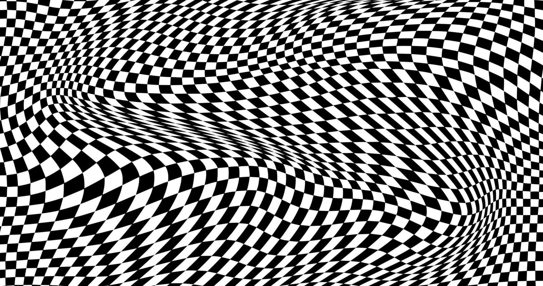 Black and white distorted checkered background vector