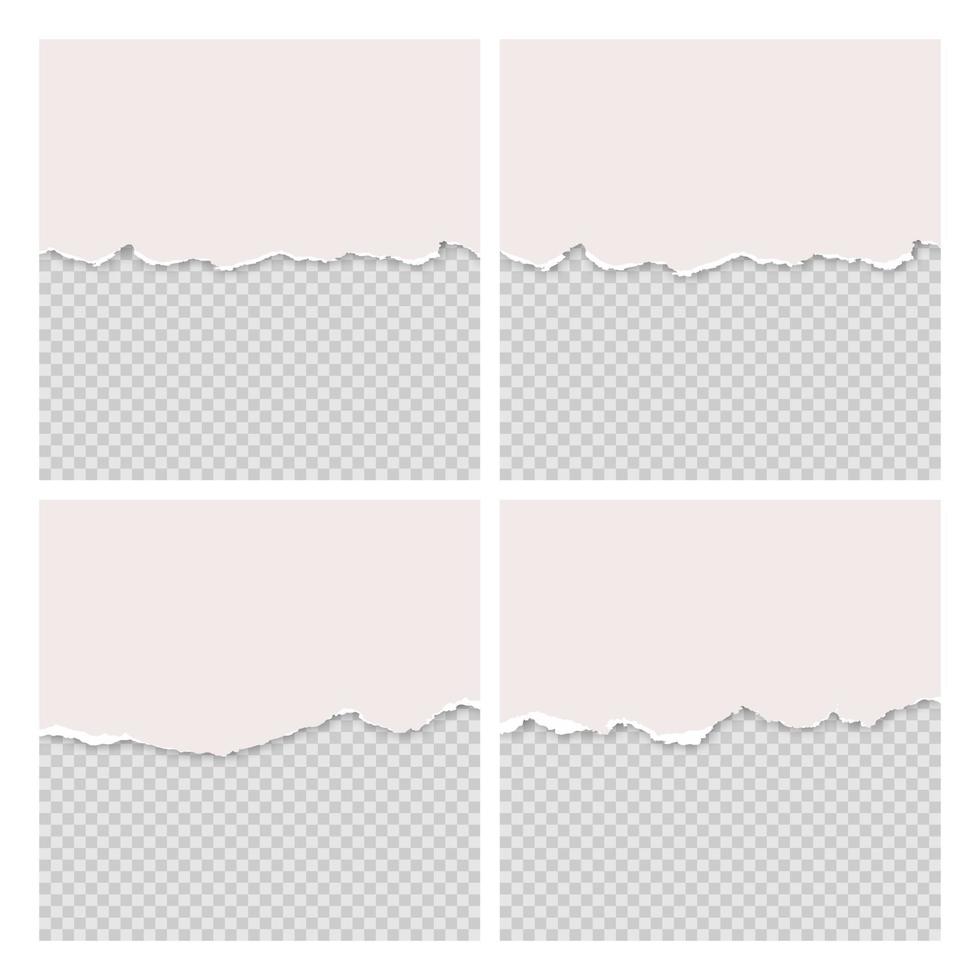 Blank white ripped torn square paper sheets collection vector