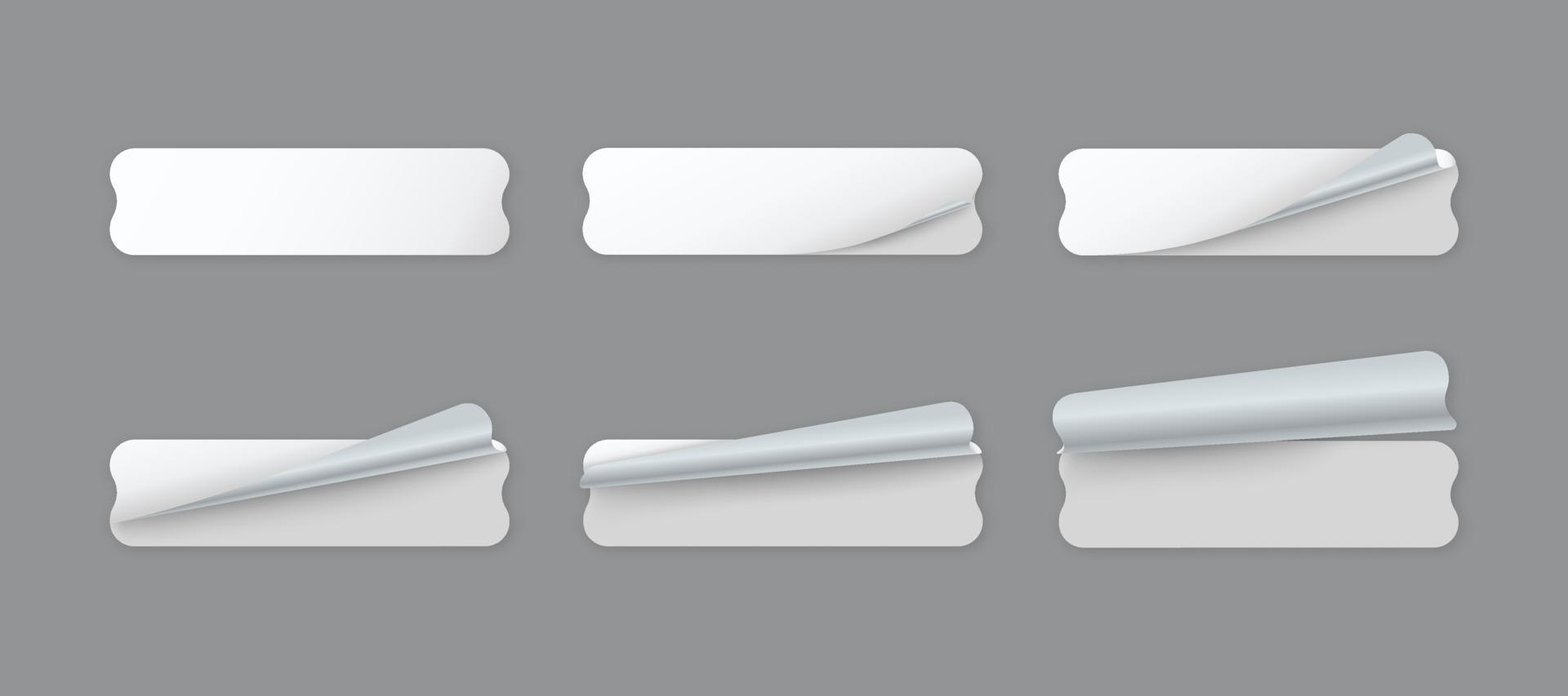 Blank white label paper stickers with curled corner vector