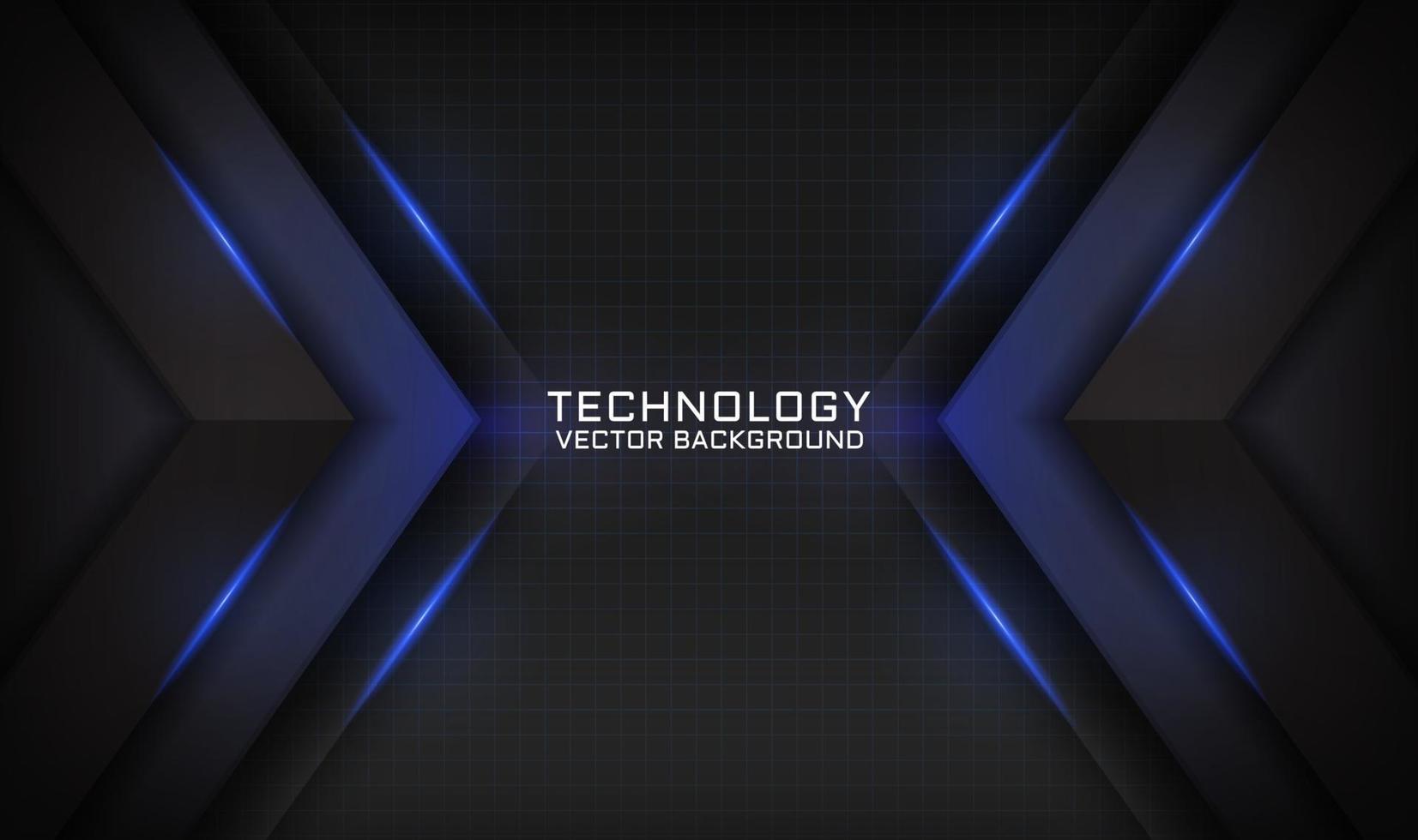 Abstract 3D black technology background overlap layer with blue light vector