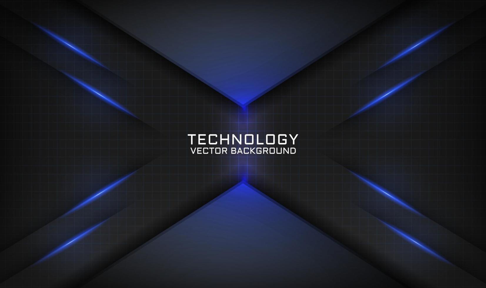Abstract 3D black technology background overlap layer with blue light vector