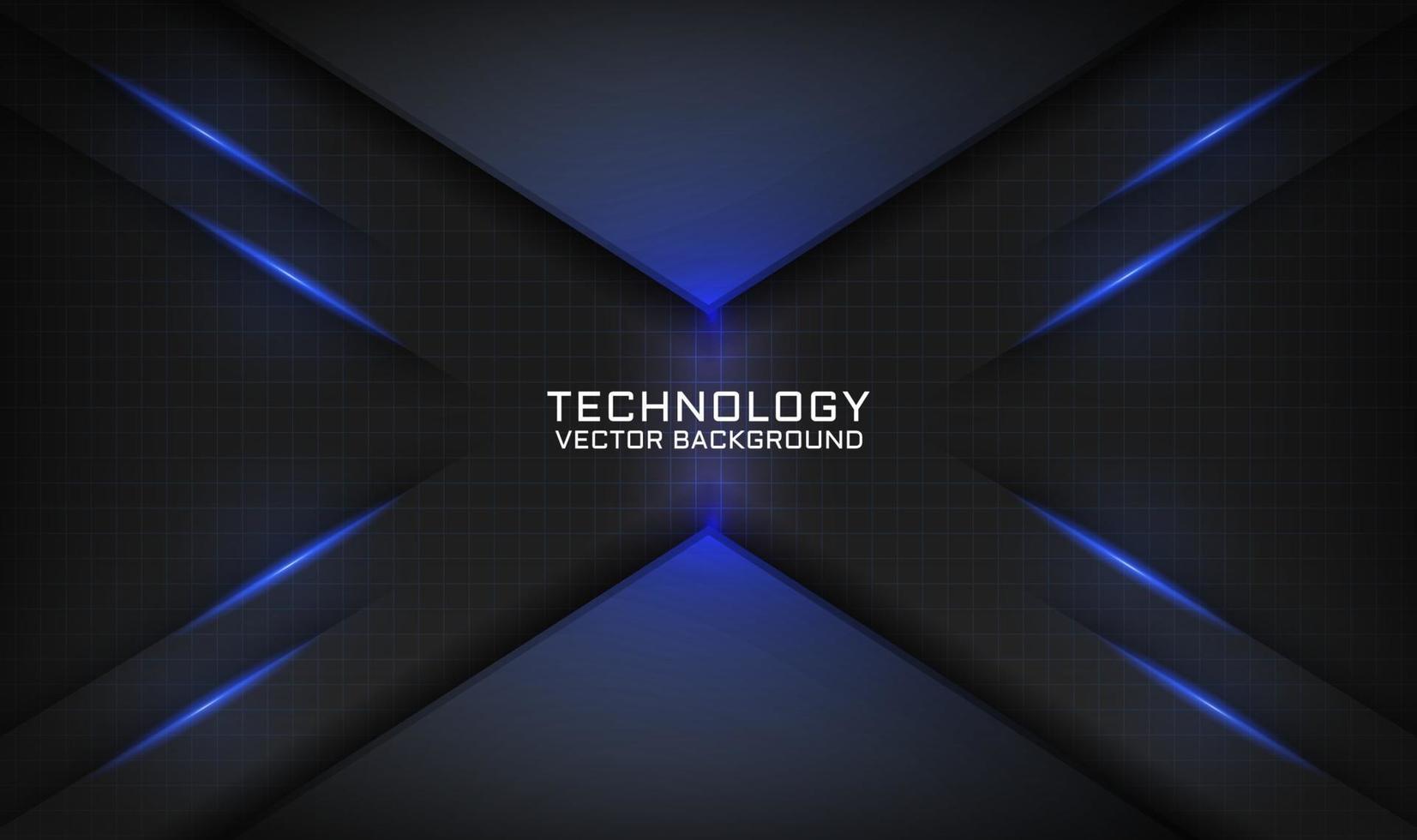 Abstract 3D black technology background overlap layer with blue light vector