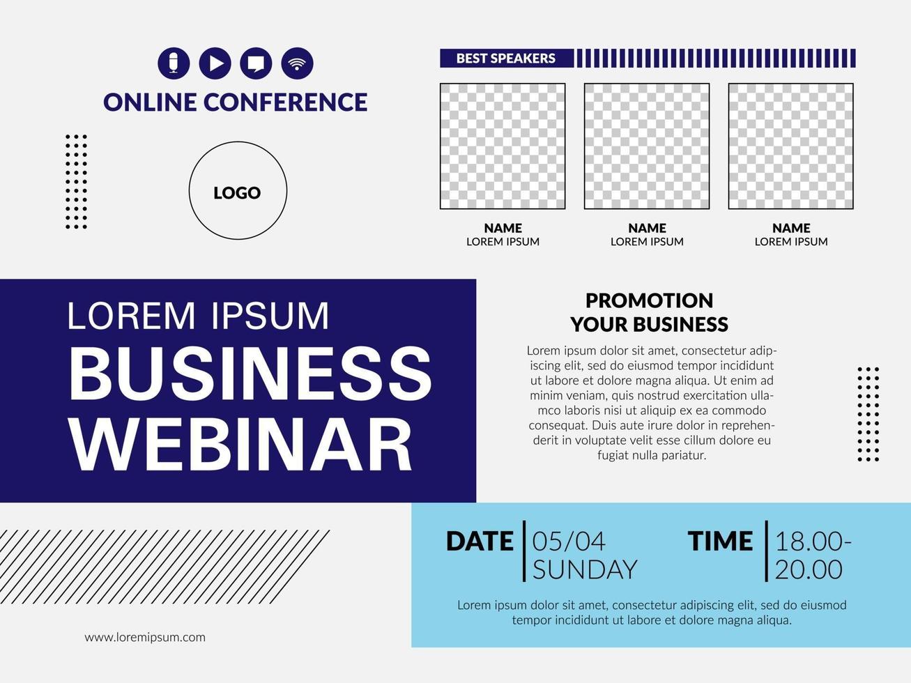 Banner webinar conference design template vector