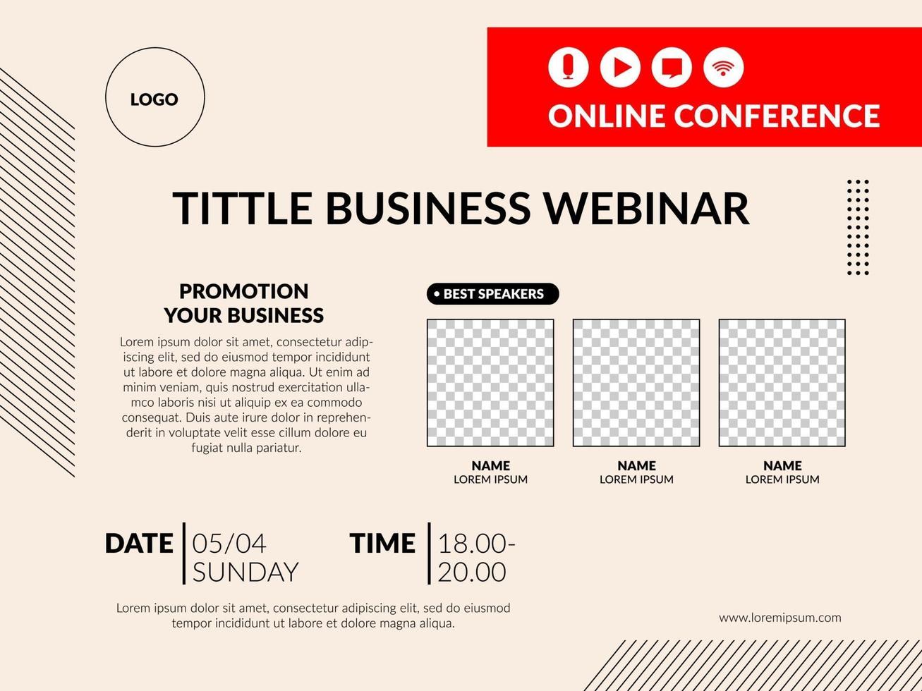 Banner webinar conference design template vector