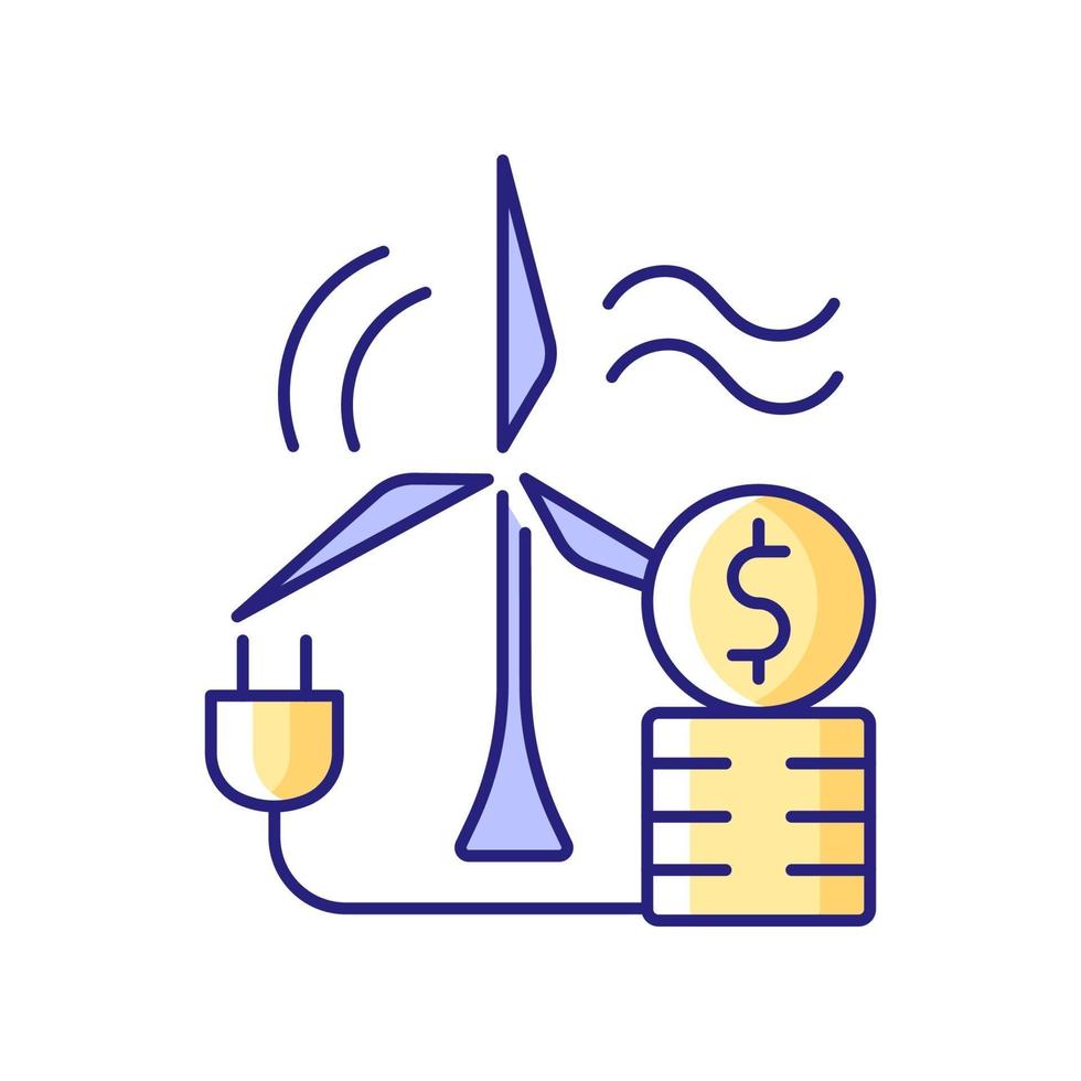 Wind energy price RGB color icon vector