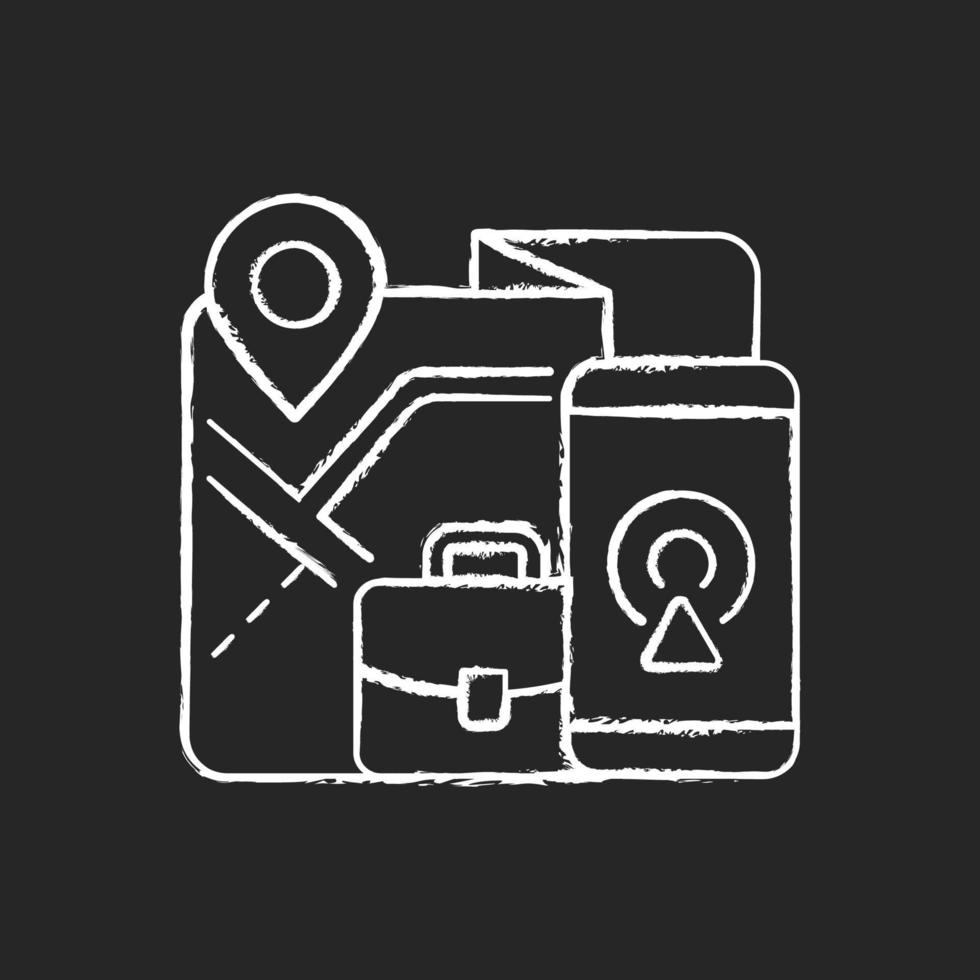 Employee gps tracking chalk white icon on dark background vector