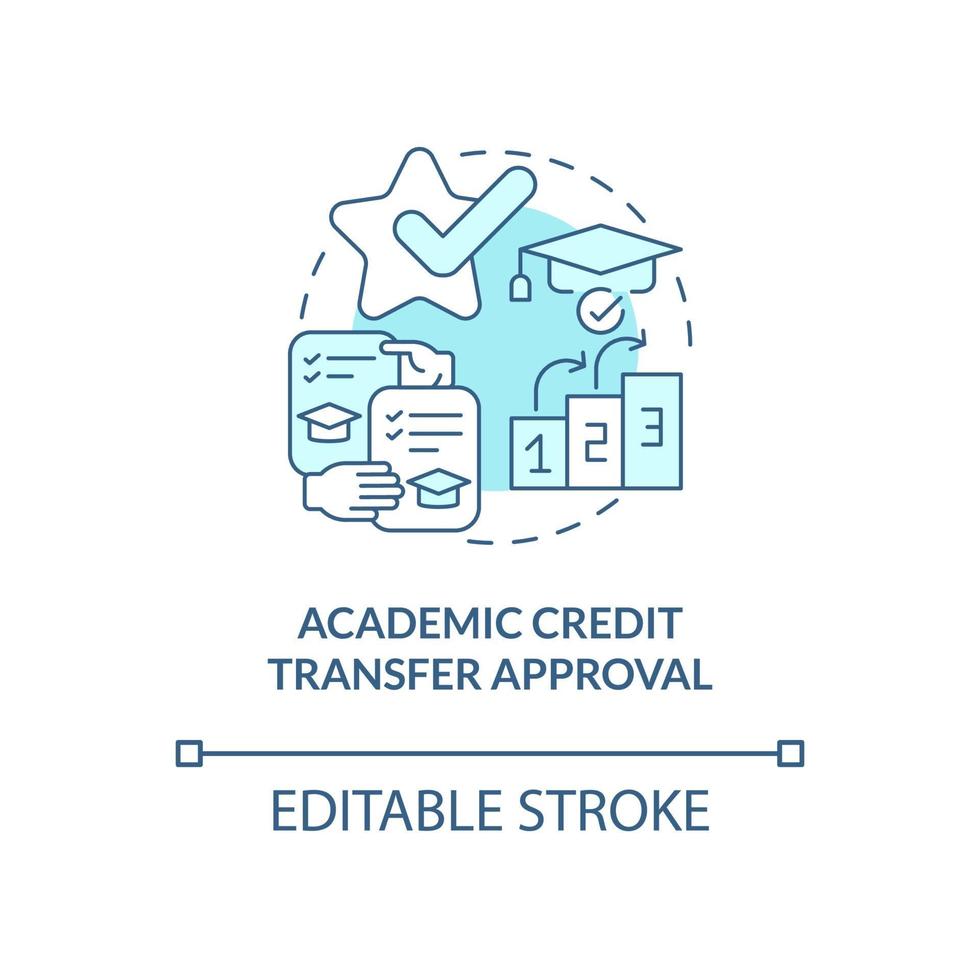 Academic credit transfer approval concept icon vector