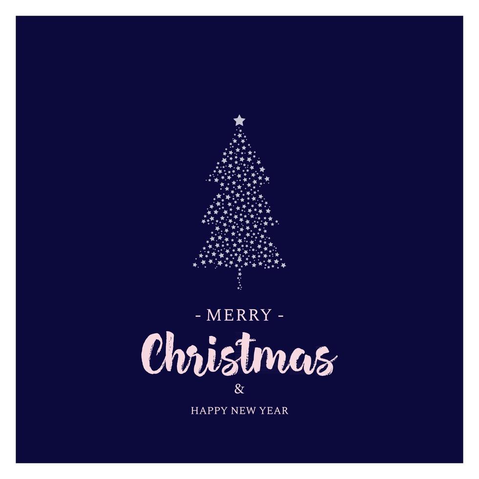 Christmas Greeting Card with Tree and Stars vector