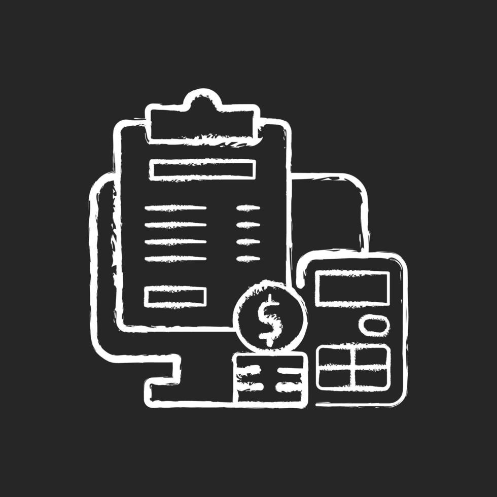 Invoicing chalk white icon on dark background vector