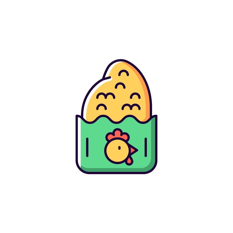 Crispy chicken cutlet RGB color icon. vector