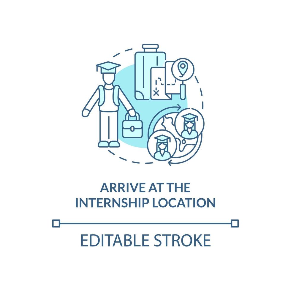 Arrive at internship location concept icon vector