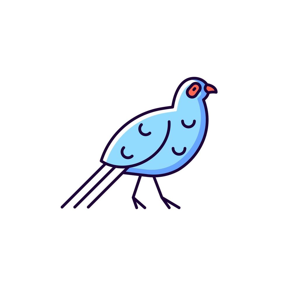 Bird blue RGB color icons set. vector