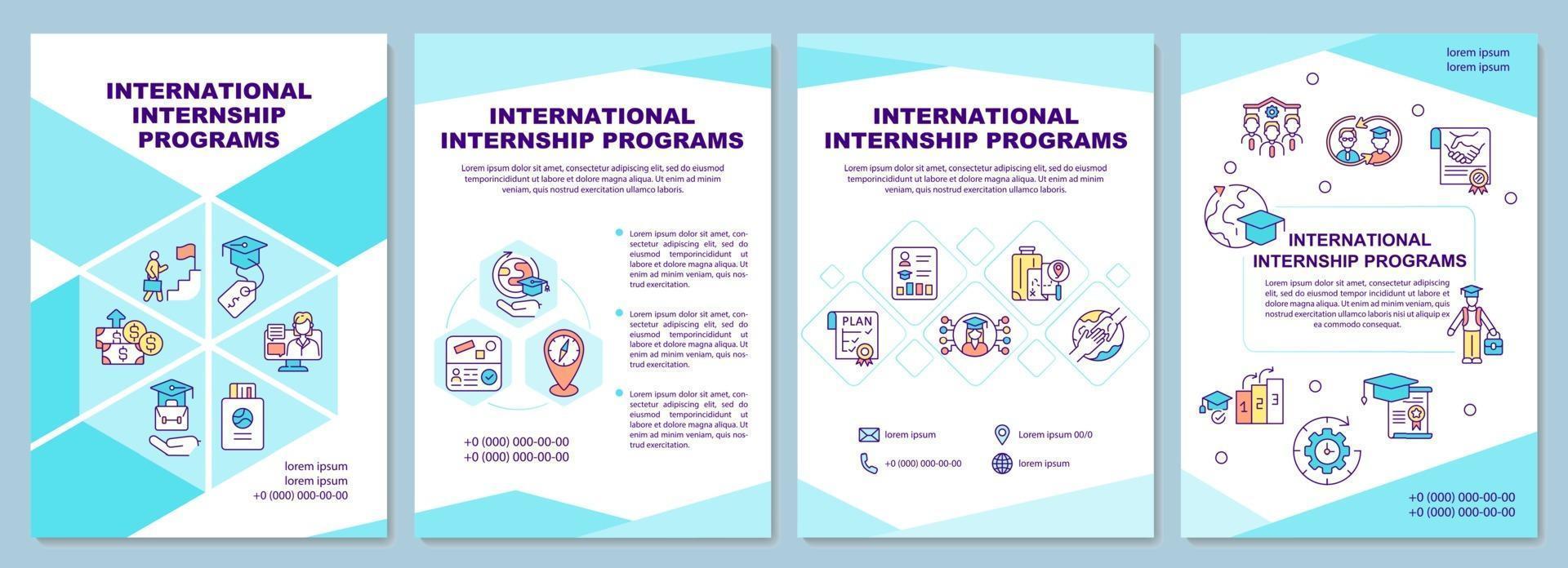International internship programs brochure template vector