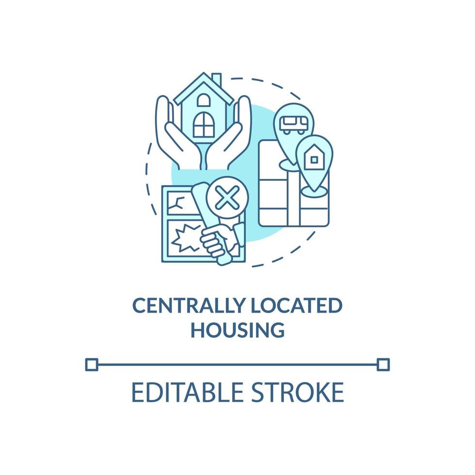 Centrally located housing concept icon vector