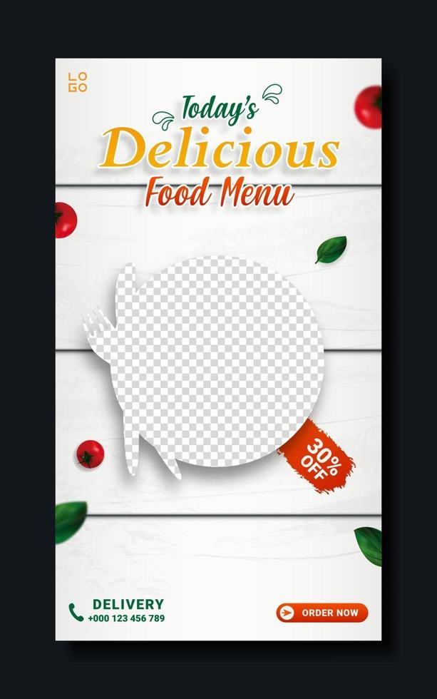 Food menu sale promotion socila media story template vector