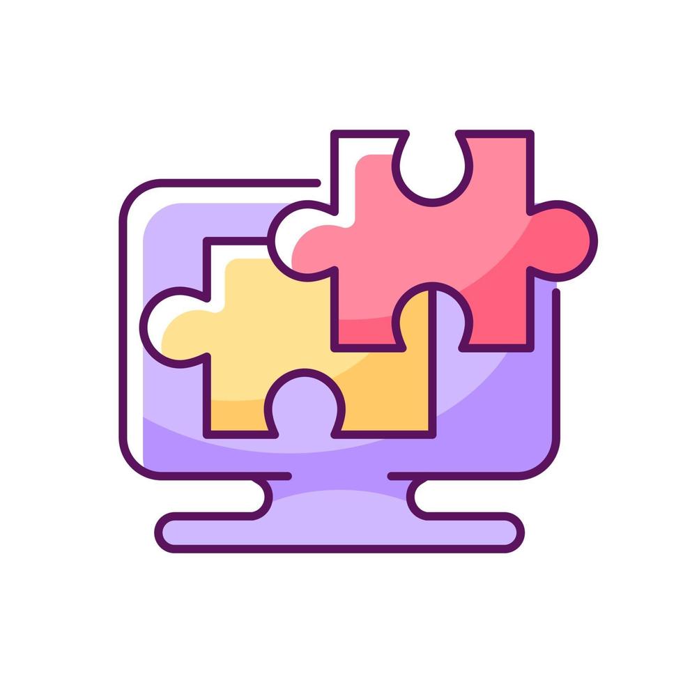 Jigsaw online RGB color icon vector