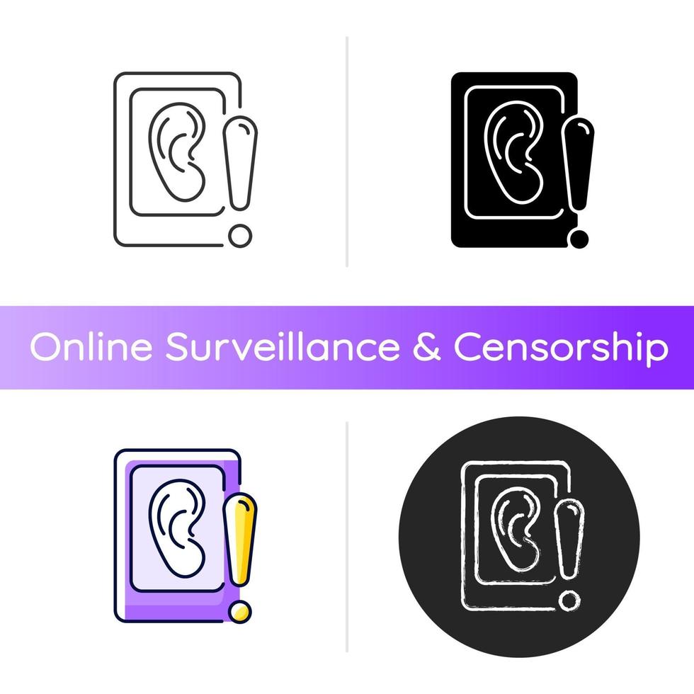 Eavesdropping on mobile devices icon vector