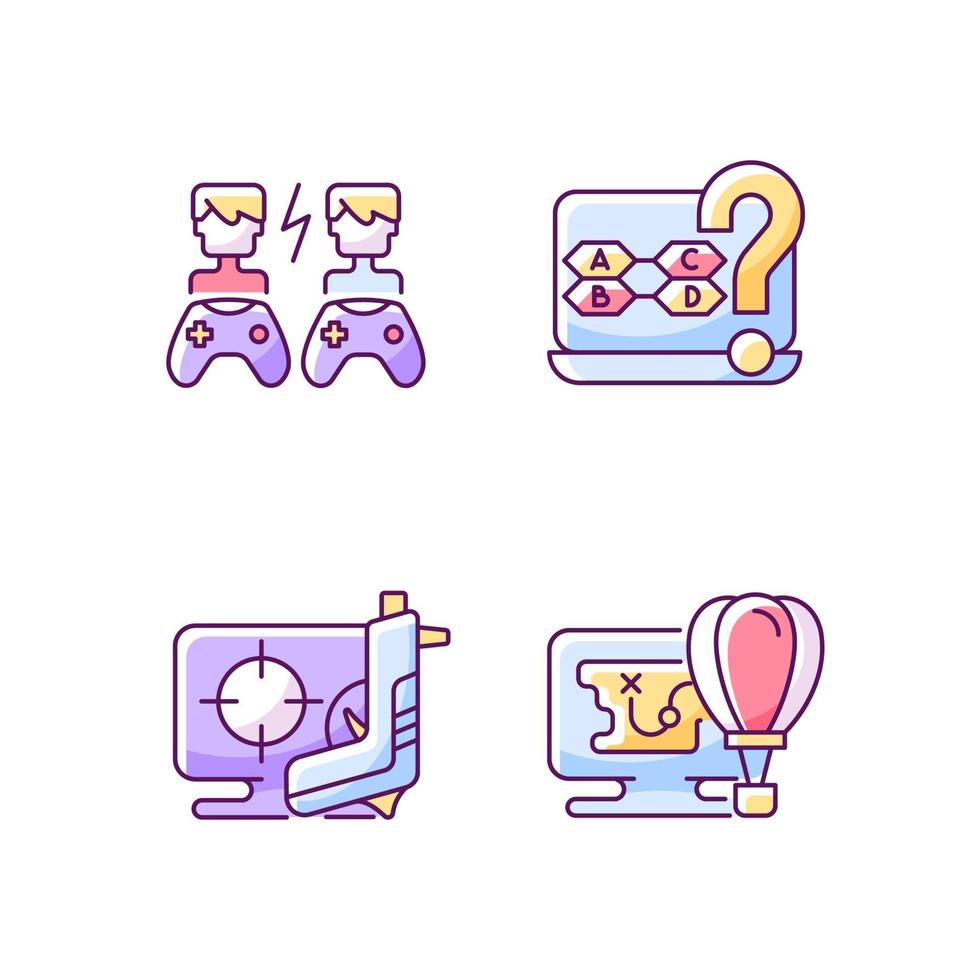 Cooperative games RGB color icons set vector