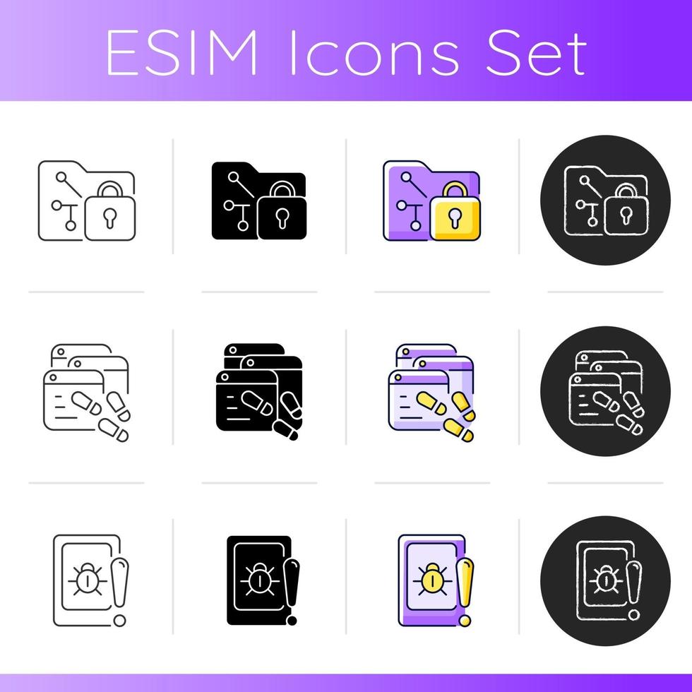Internet privacy icons set vector