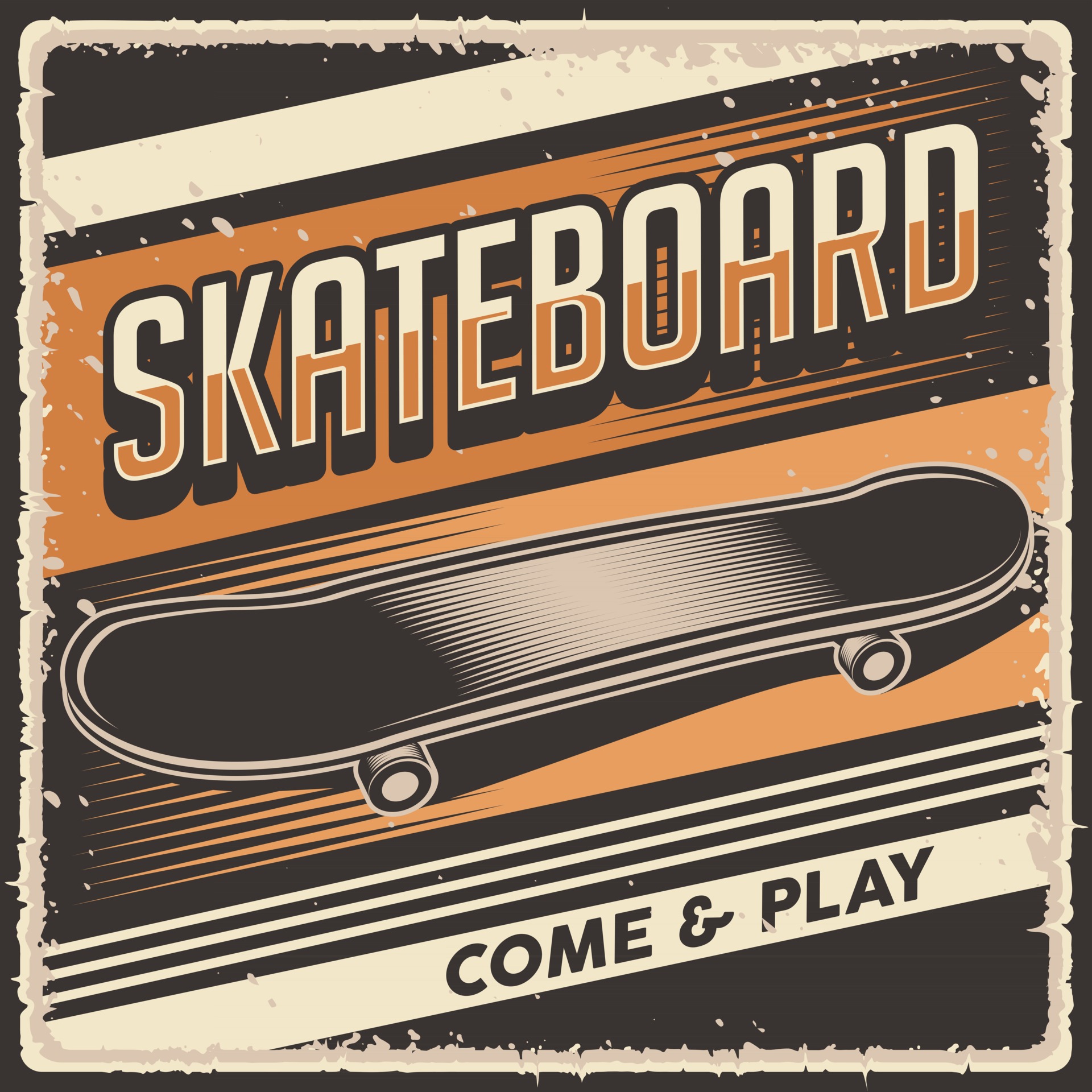 Retro Rustic Skateboard Poster 3022415 Vector Art at Vecteezy