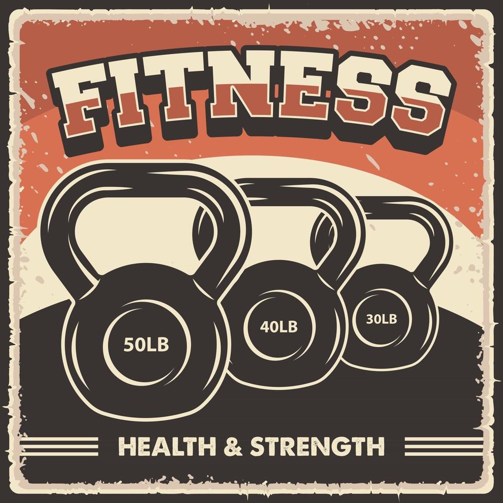 cartel de equipo de fitness rústico retro vector