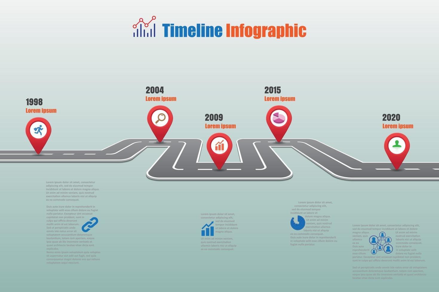 Plantilla de infografía de línea de tiempo de hoja de ruta empresarial, ilustración vectorial vector