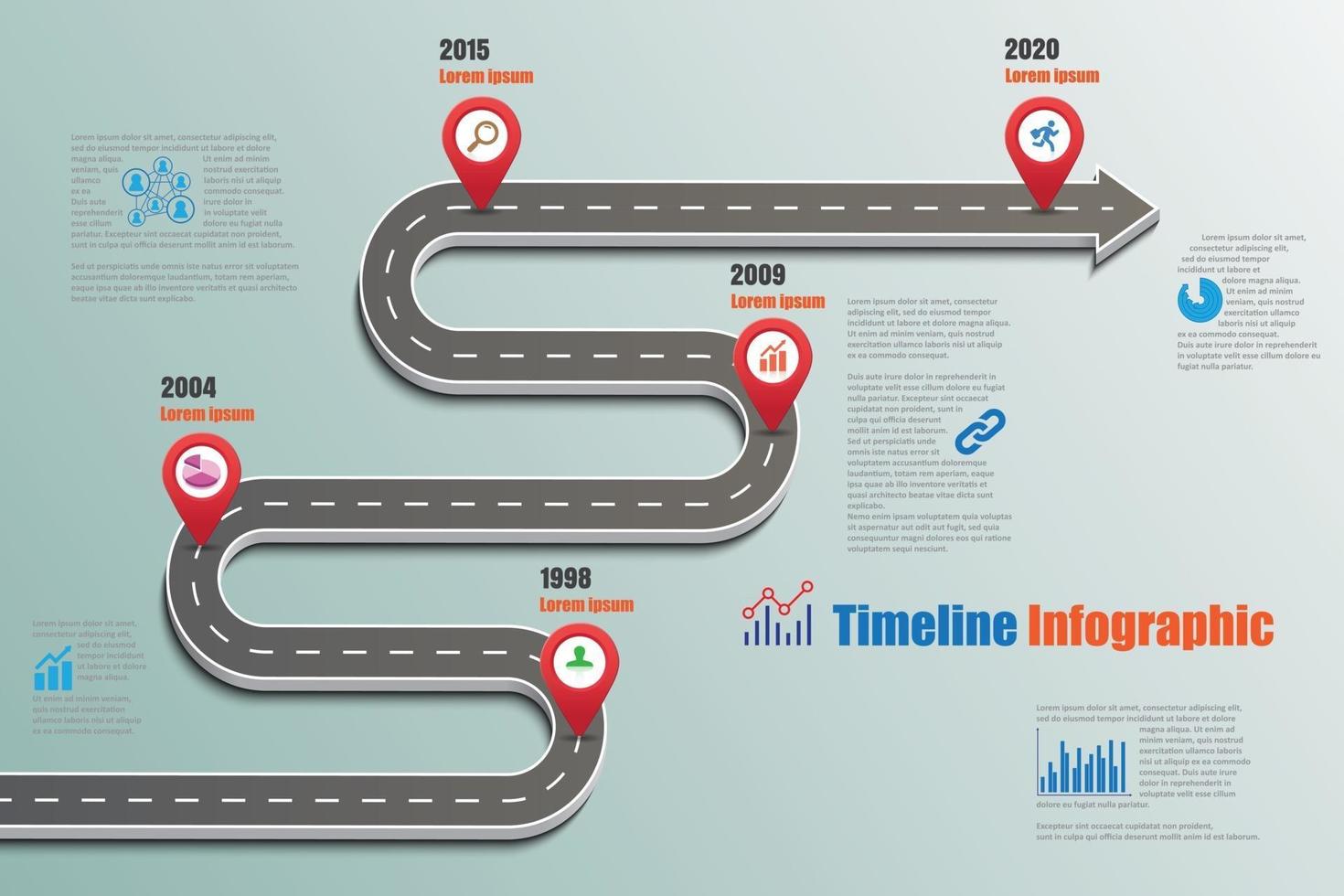 Plantilla de infografía de línea de tiempo de hoja de ruta empresarial, ilustración vectorial vector