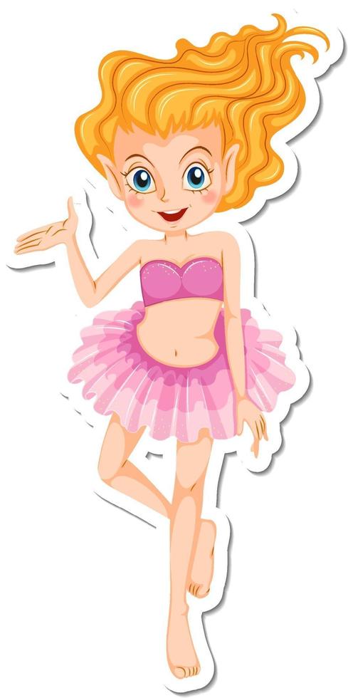 Cute fairy cartoon character sticker vector