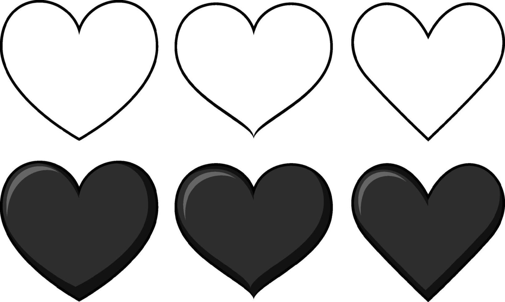 conjunto de diferentes formas de corazón vector