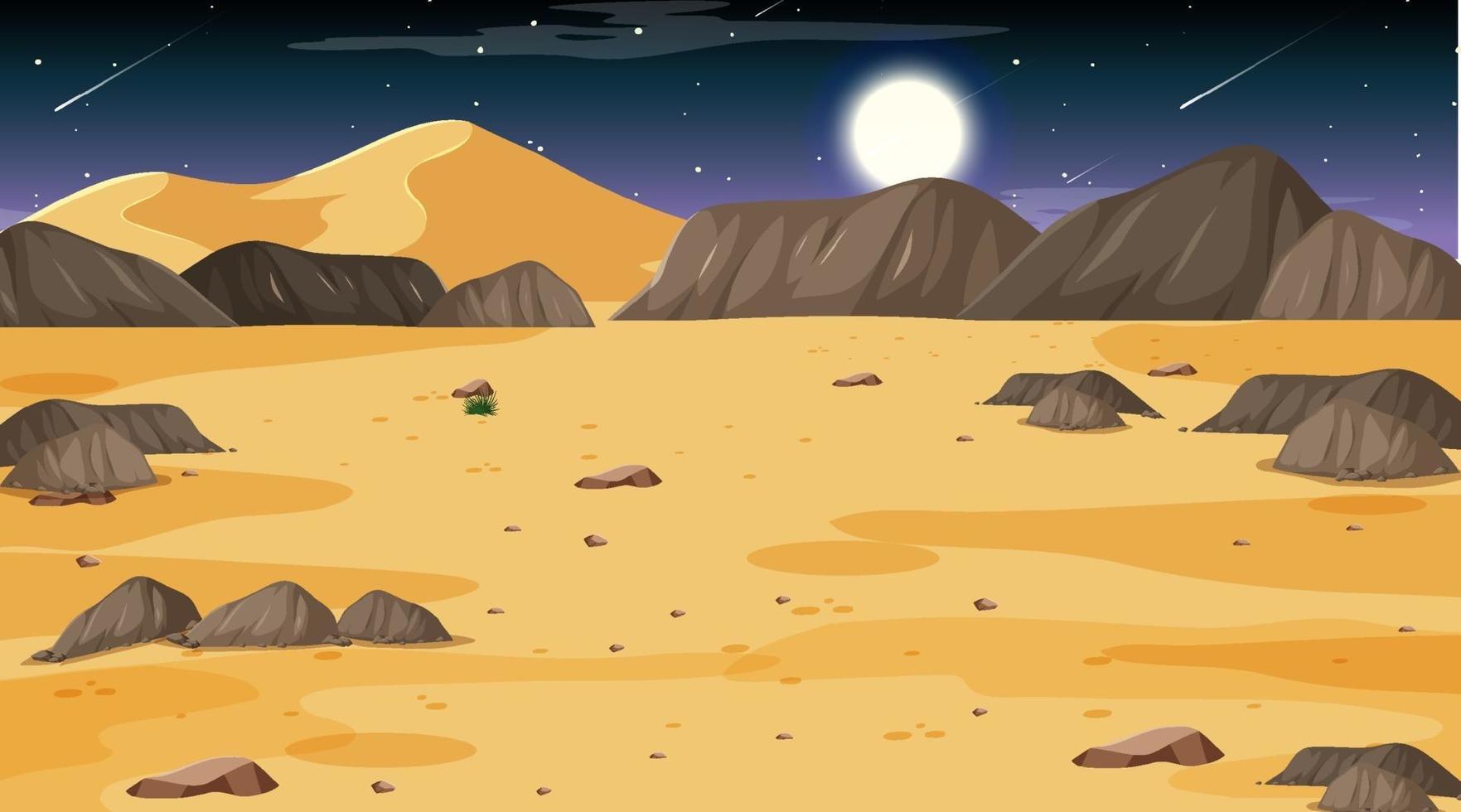 Desert forest landscape at night scene vector