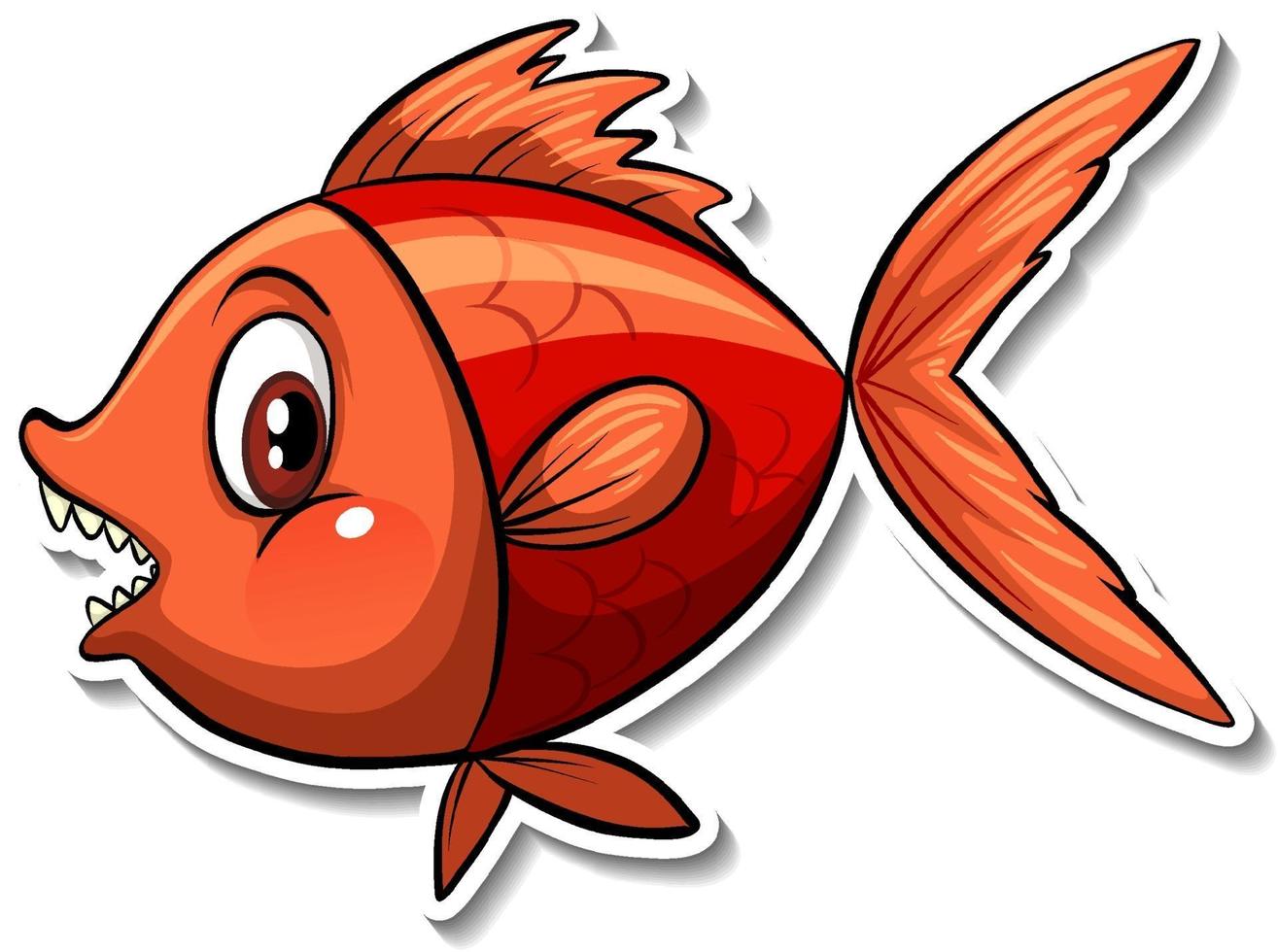 Cute fish sea animal cartoon sticker vector