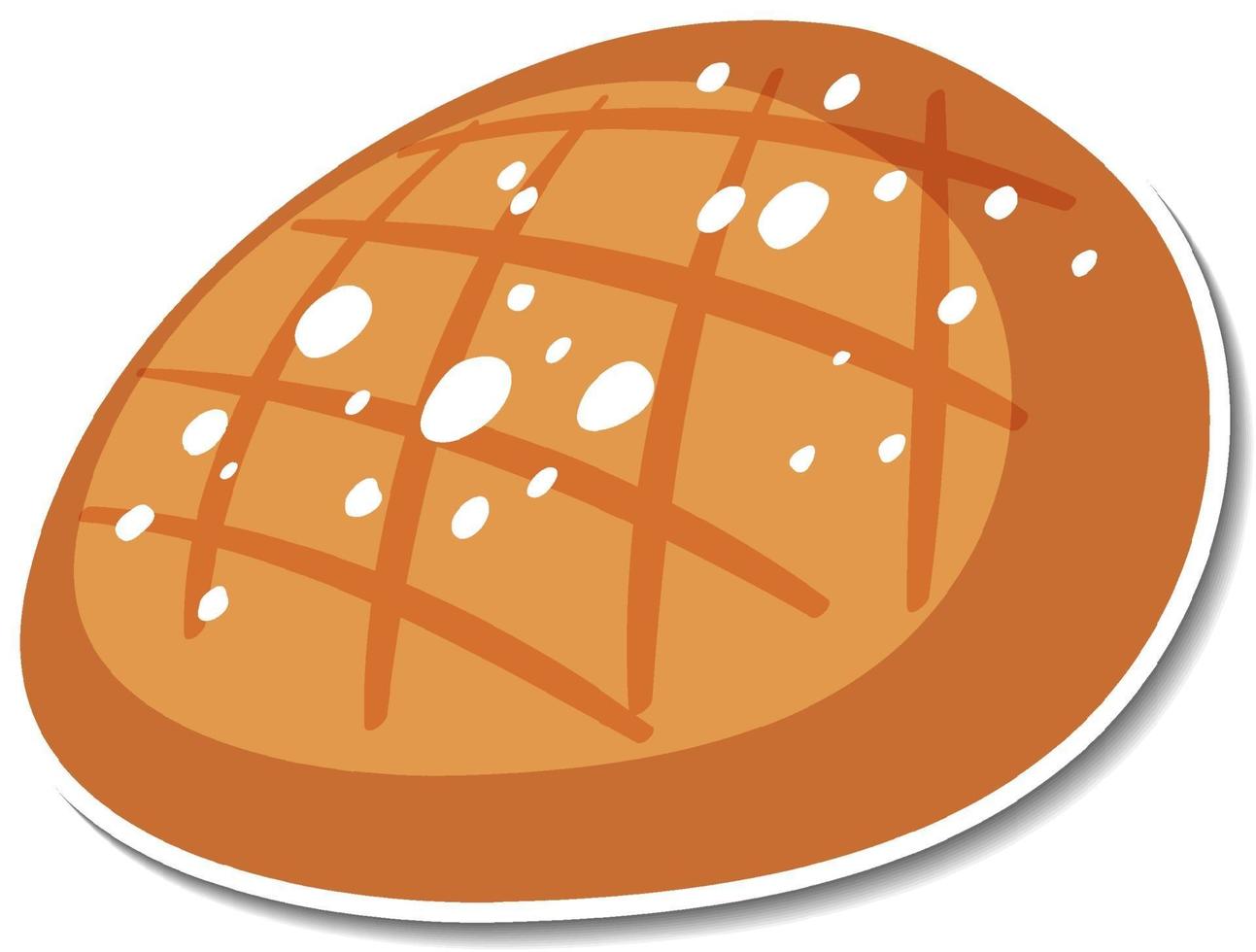 Rye round bread sticker on white background vector