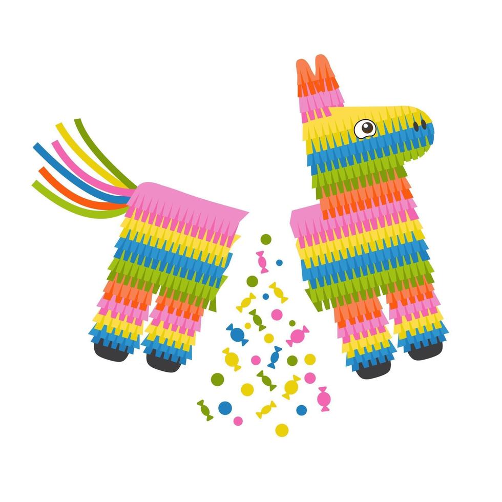 burro piñata roto para fiesta de cumpleaños vector