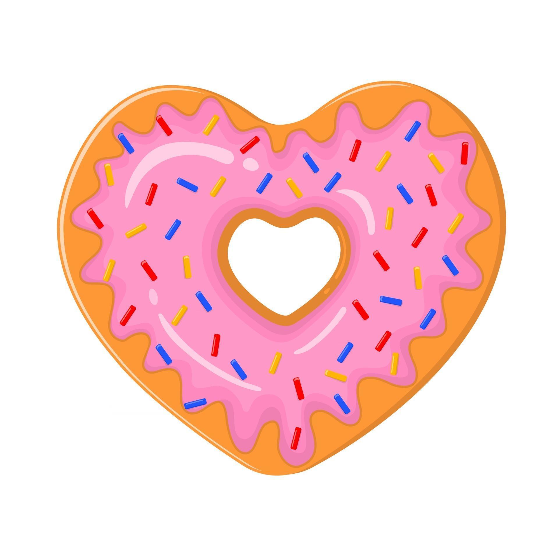 Heart shaped donut. Delicious dessert for Valentines day 3022808 Vector