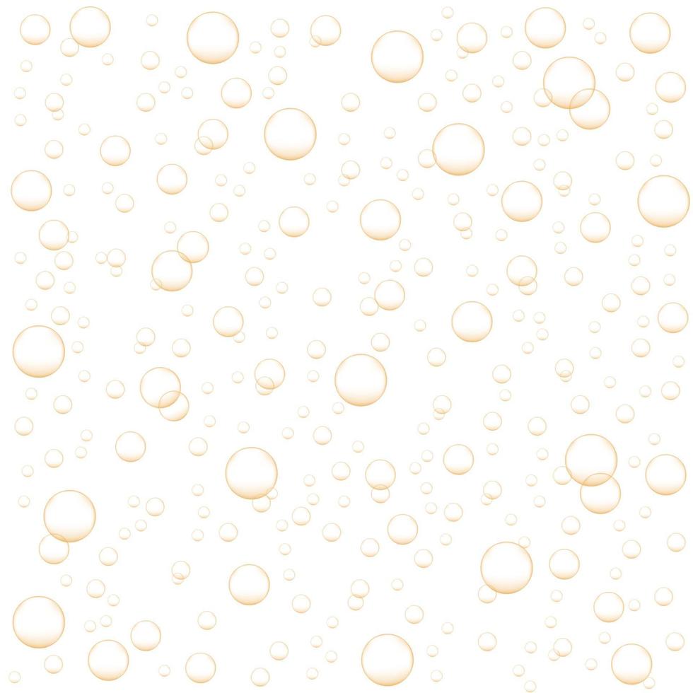 Golden air bubbles of champagne, soda, sparkling carbonated drink vector