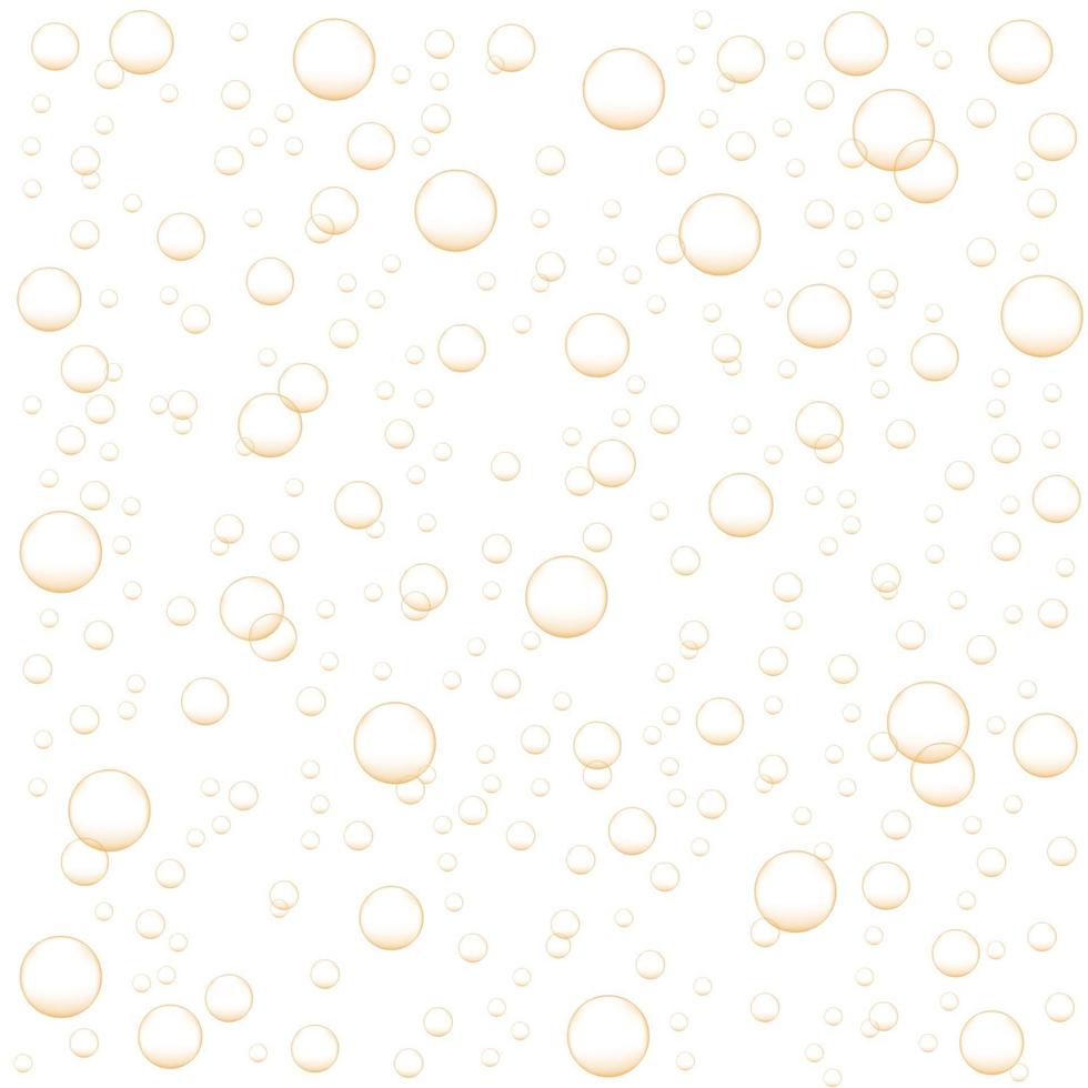 Golden air bubbles of champagne, soda, sparkling carbonated drink vector