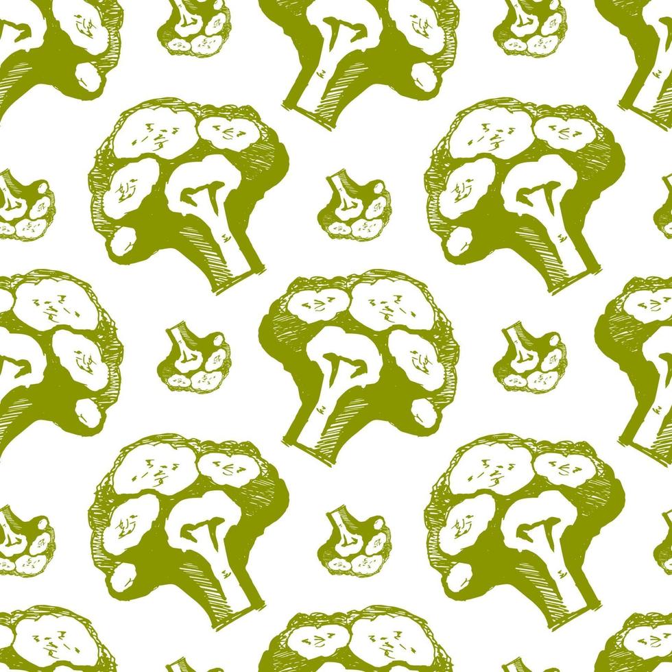 broccoli vector seamless pattern colored