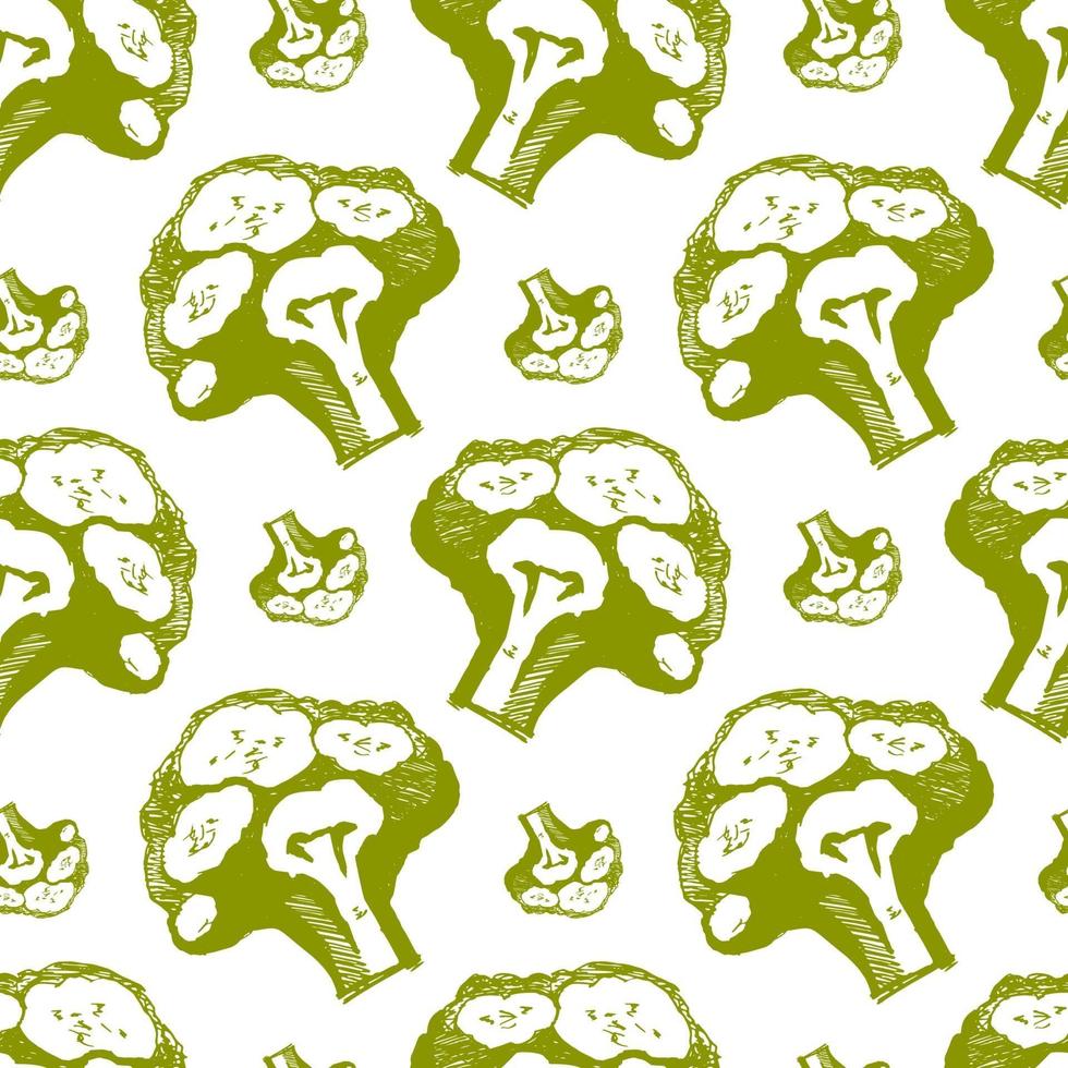 broccoli vector seamless pattern colored