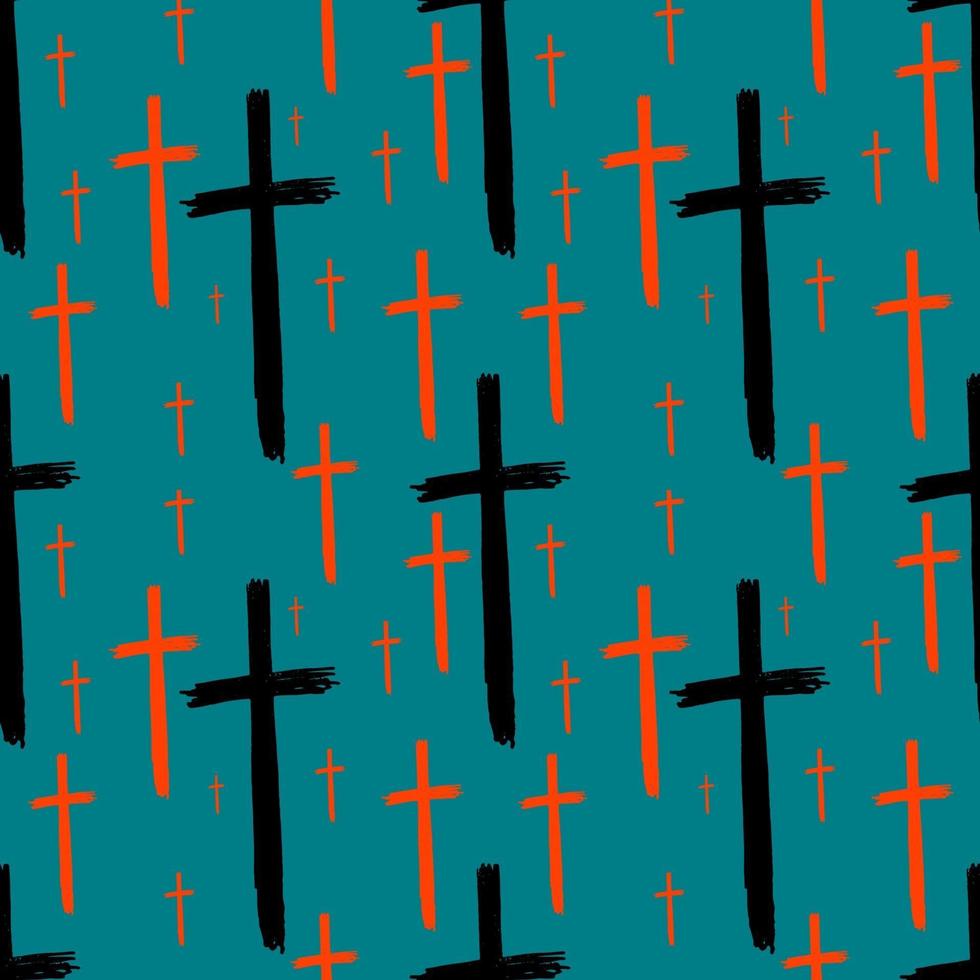 crosses seamless pattern colored for halloween vector