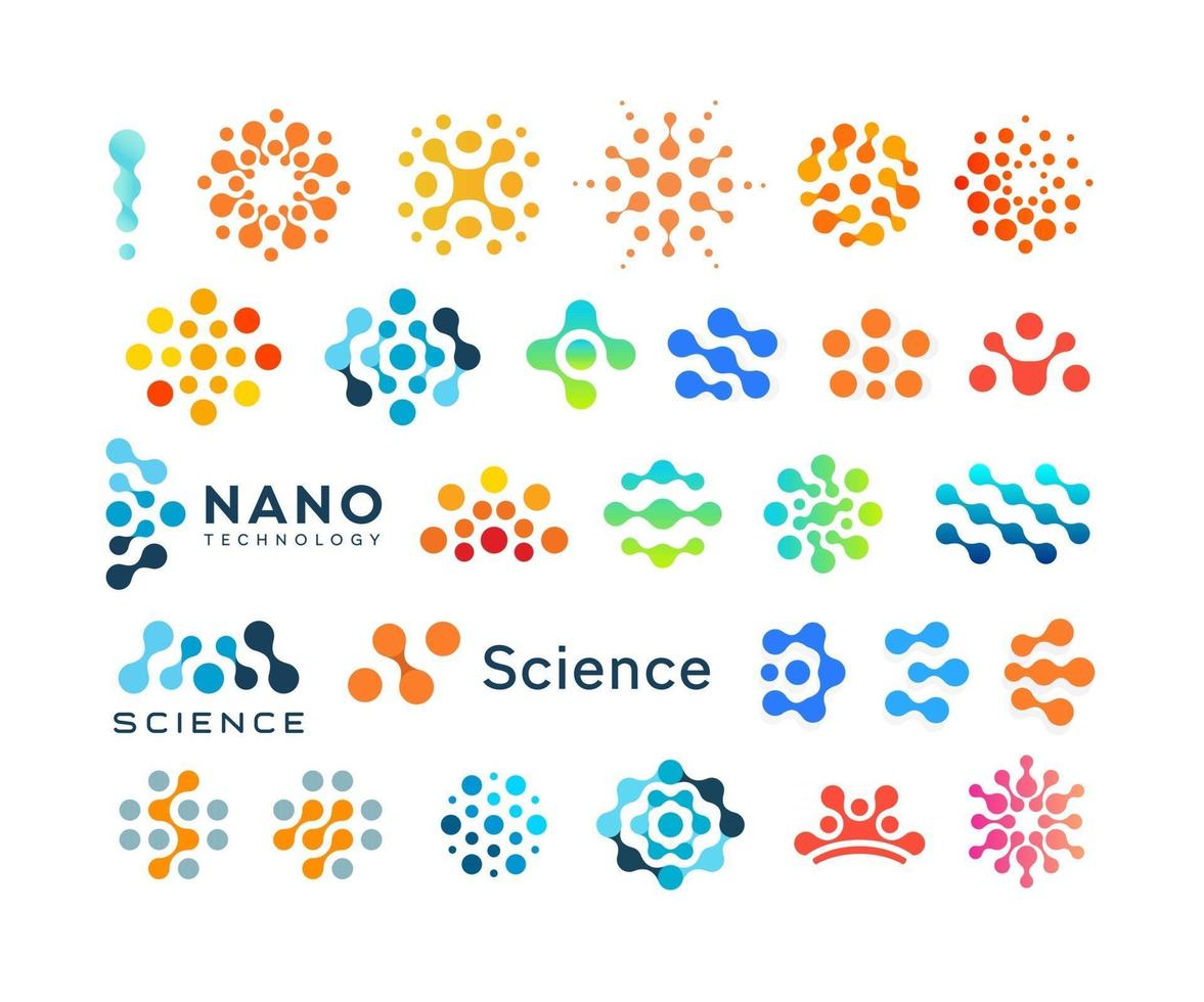 Science dots logo set, creative dotted logotype,modern abstract emblem