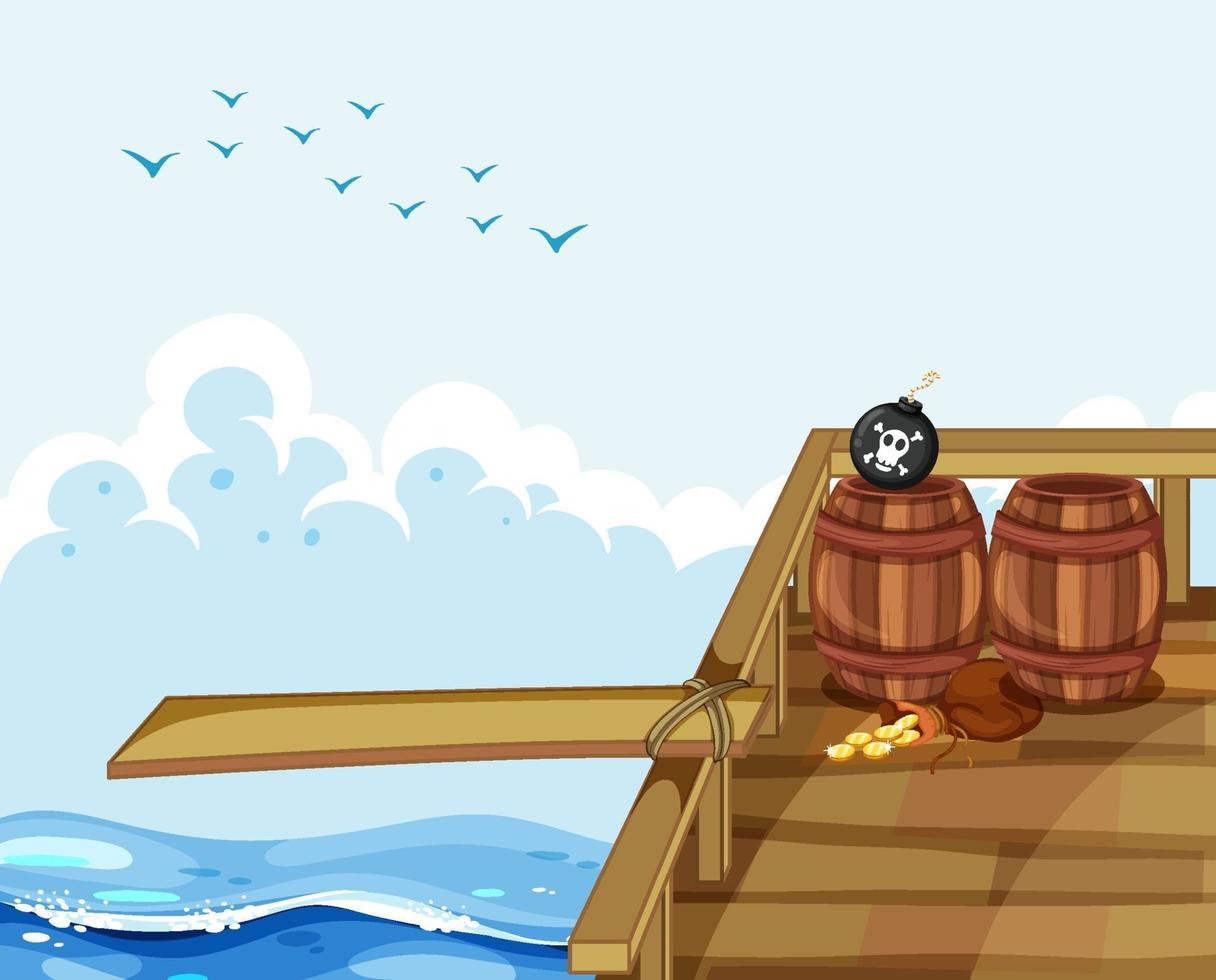 Scene with wooden plank on the ship vector