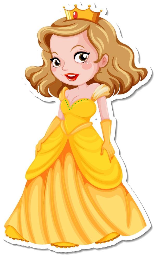Beautiful princess cartoon character sticker vector