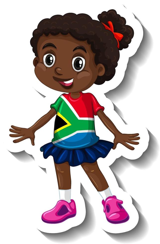 Cute African girl cartoon character sticker vector