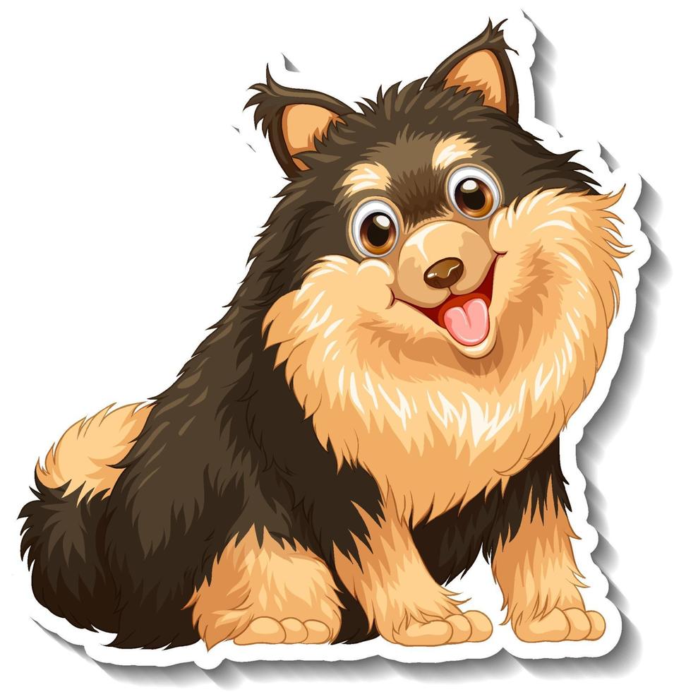 Diseño de etiqueta con perro pomerania aislado vector