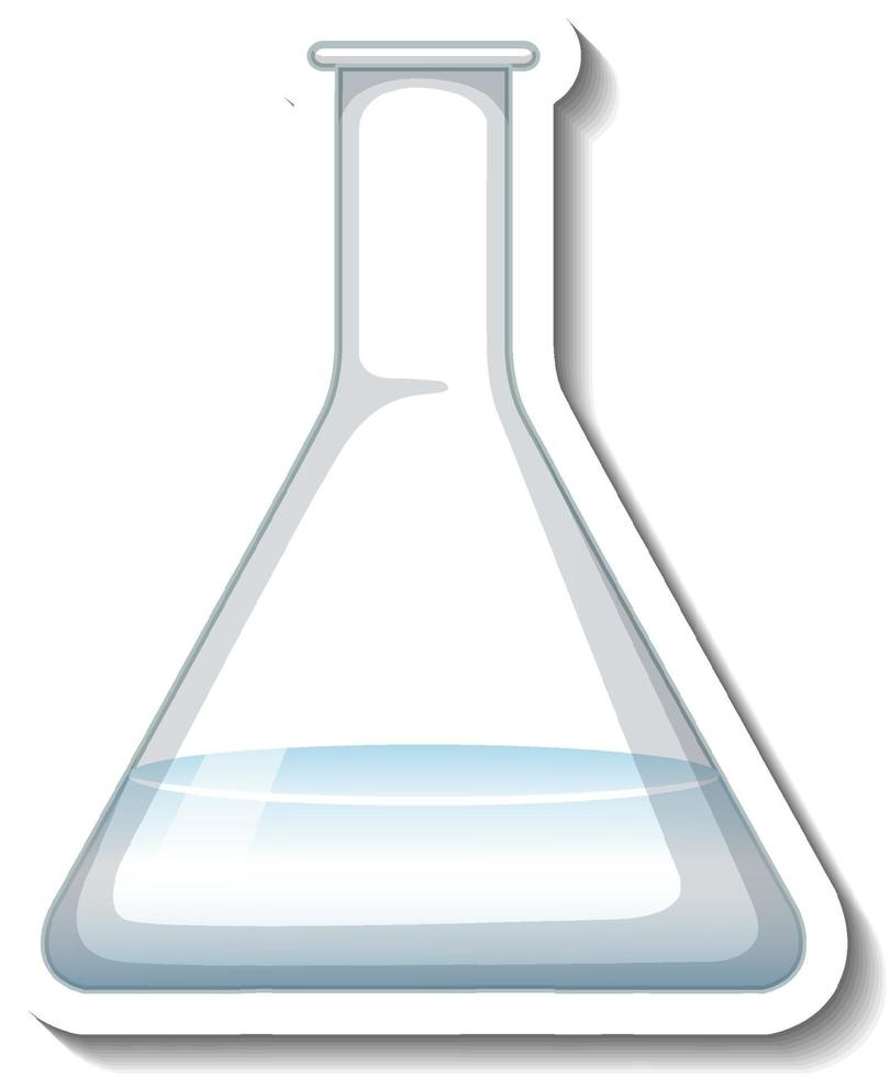 A sticker template with laboratory glassware isolated vector