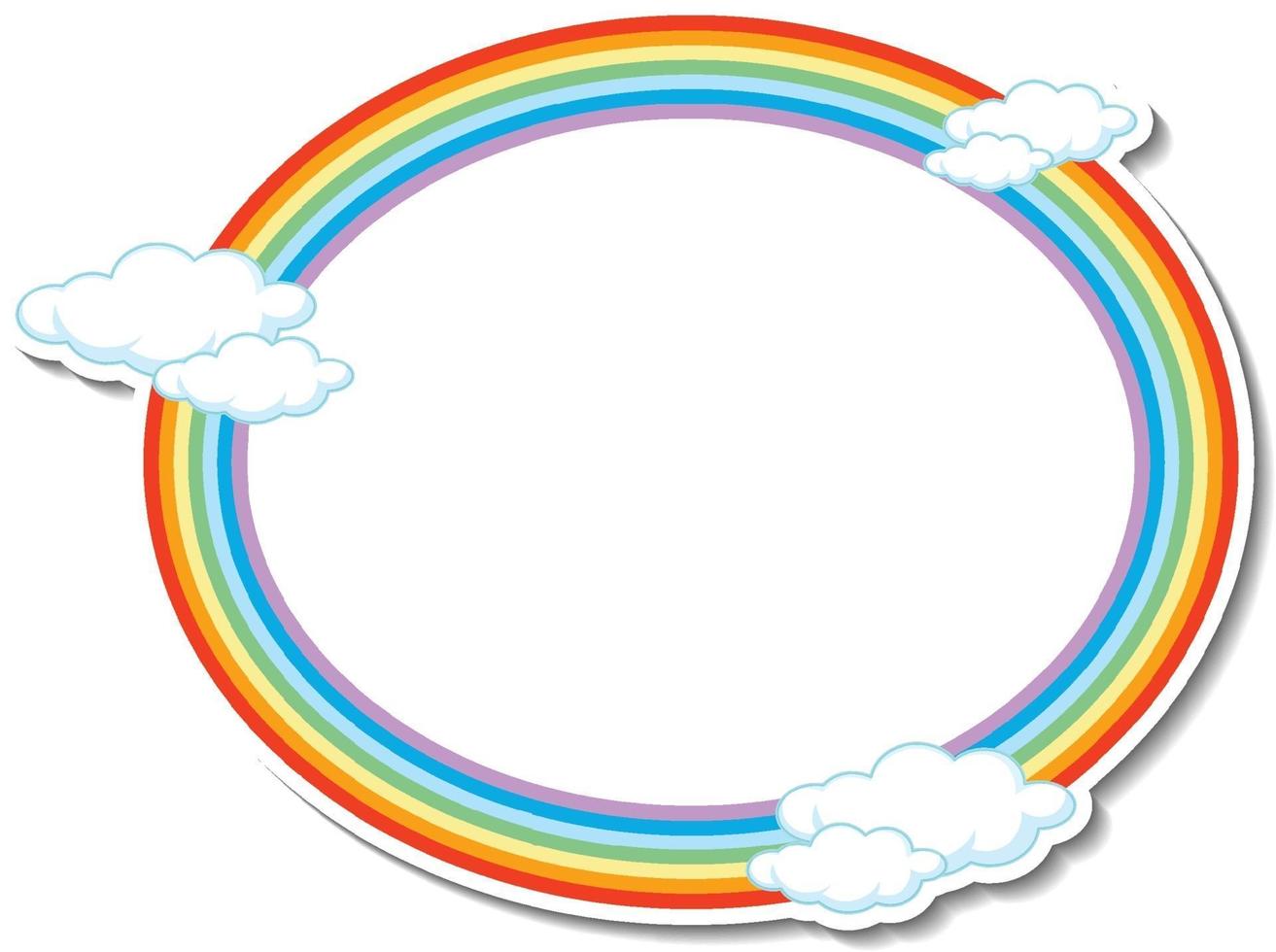 Plantilla de marco redondo de arco iris con muchas nubes vector