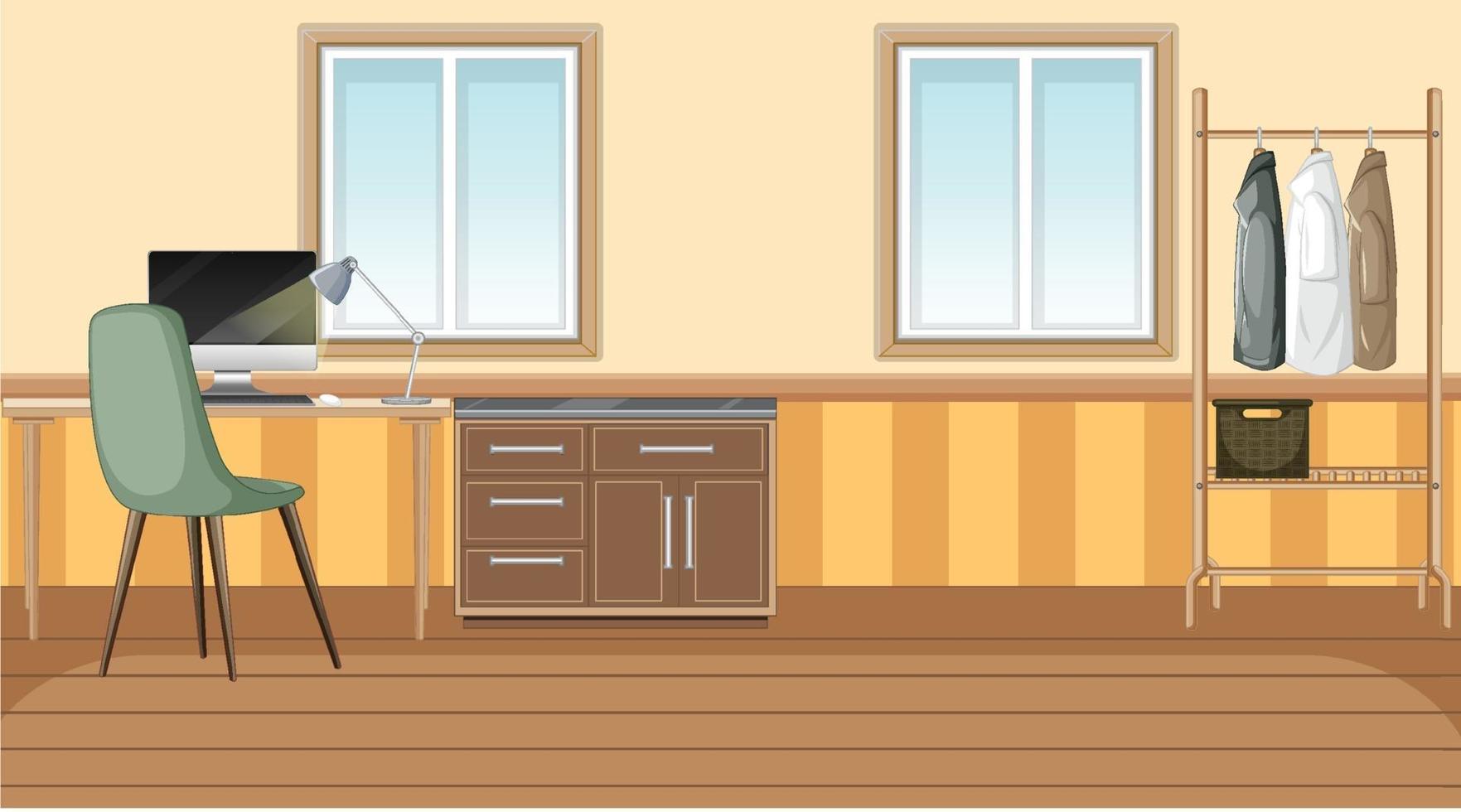 Workspace interior design at home vector