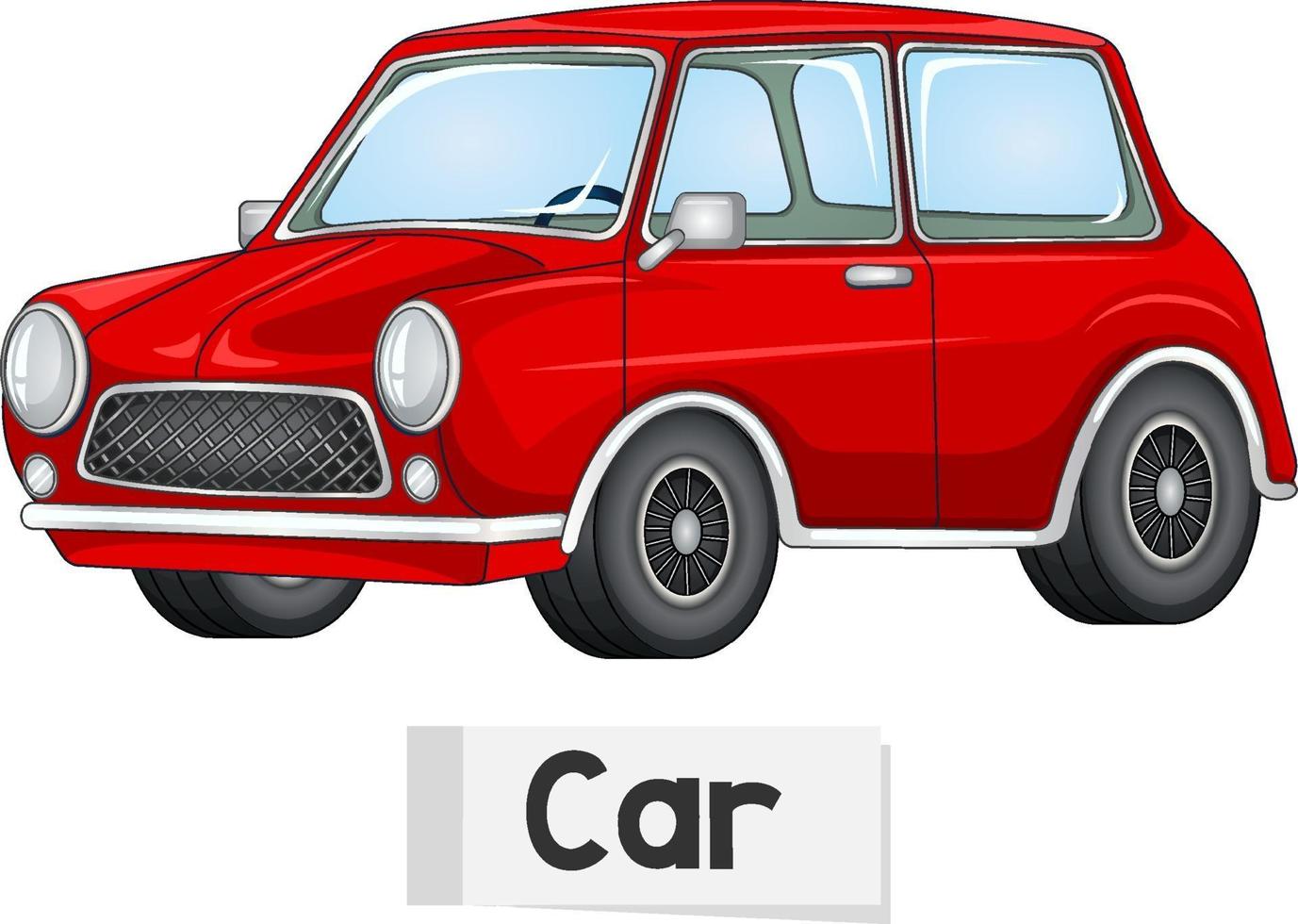 Educational English word card of car vector